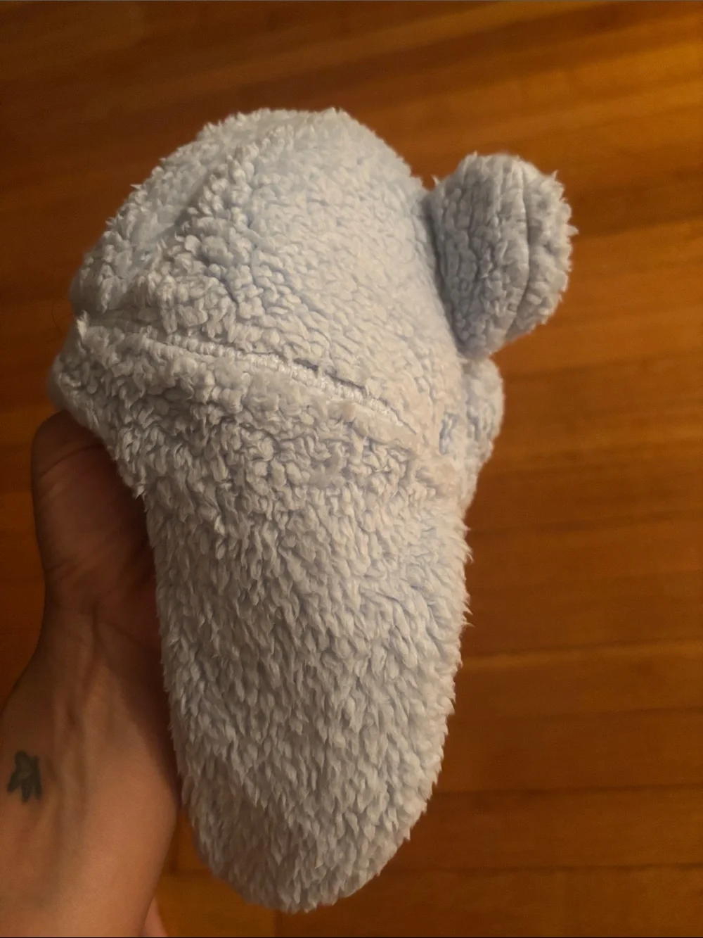 The North Face Light Blue Sherpa Earflap Hat with Bear Ears